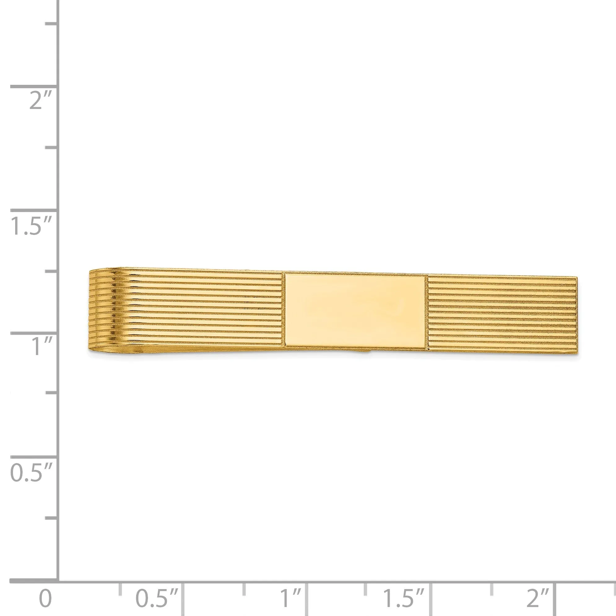 14k Yellow Gold Solid with Line Design Tie Bar