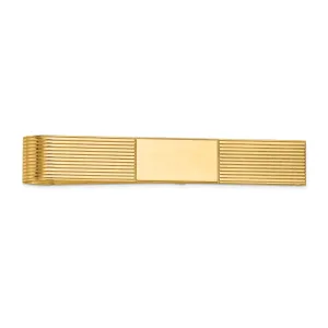 14k Yellow Gold Solid with Line Design Tie Bar