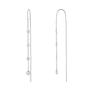 14KT GOLD DIAMOND BEZEL SET THREADER EARRING
