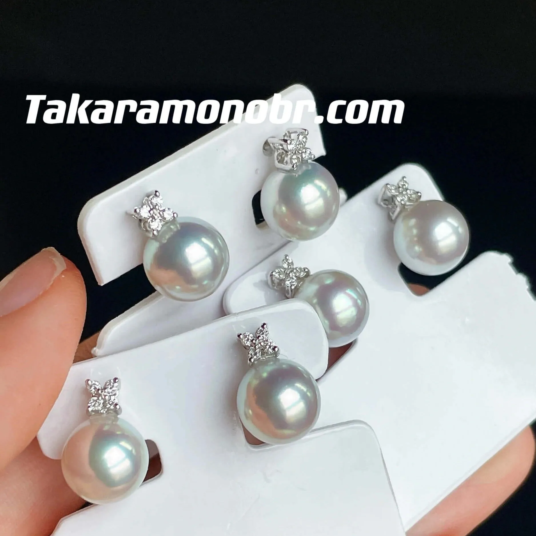 9.0-9.5 mm Cultured Saltwater Silver Gray Akoya Pearl Marquise Flower Earrings