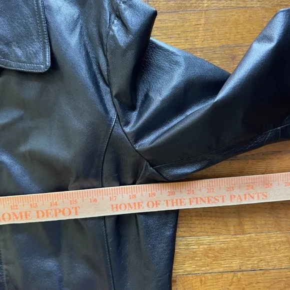 90's Worthington Leather Jacket Black Zip Front Collared Classic Coat Large