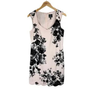 Adrianna Papell Blush Pink Sweetheart Sleeveless Dress w/ Black Floral Print 4