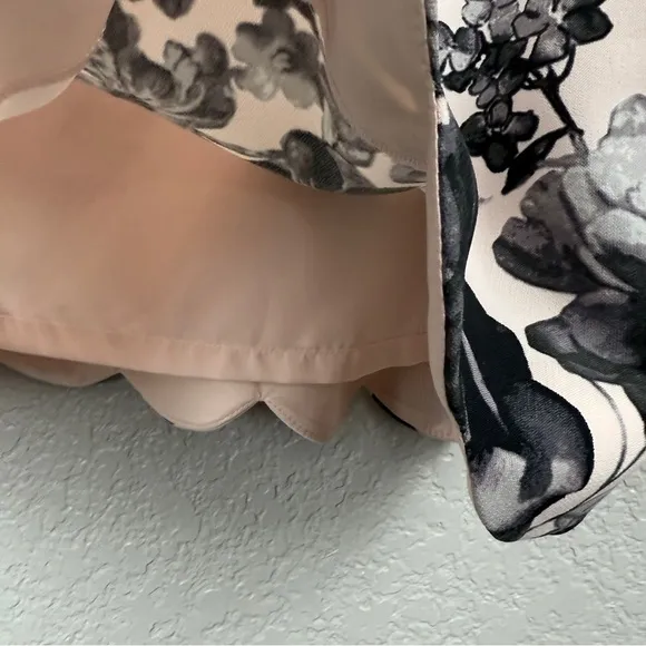 Adrianna Papell Blush Pink Sweetheart Sleeveless Dress w/ Black Floral Print 4