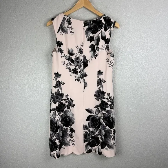 Adrianna Papell Blush Pink Sweetheart Sleeveless Dress w/ Black Floral Print 4