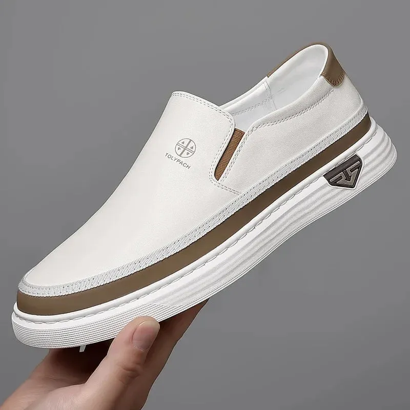 ADVBRIDGE  -  New Genuine Leather Men Handmade Casual Shoes Luxury Brand  Mens Loafers Moccasins Breathable Slip on Male Driving Shoes