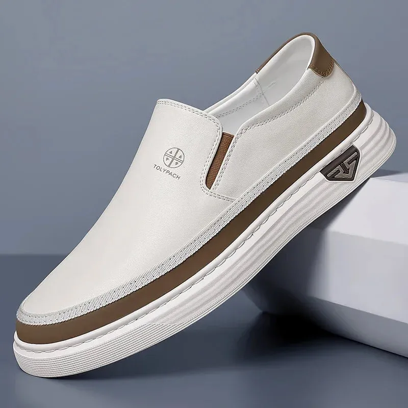 ADVBRIDGE  -  New Genuine Leather Men Handmade Casual Shoes Luxury Brand  Mens Loafers Moccasins Breathable Slip on Male Driving Shoes