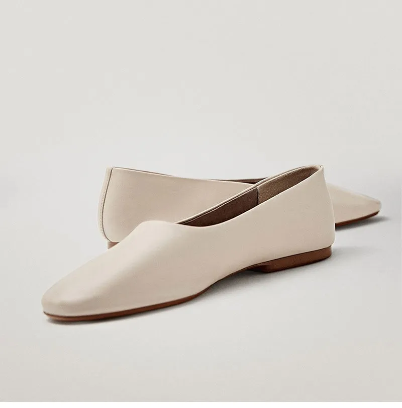 Advbridge  Women Flat Shoes England Style Fashion Genuine Leather Solid Soft Casual Slip-On Loafers Women Shoes Woman Ballet Shoes
