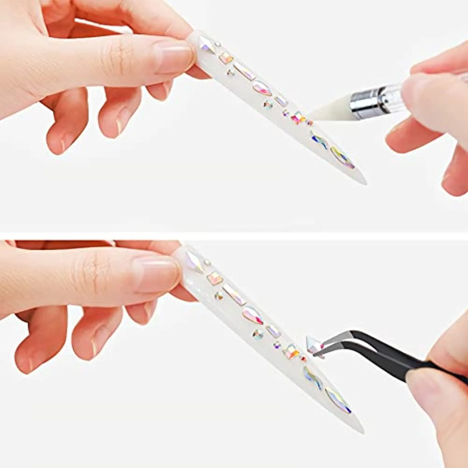 Aimmark Nail Rhinestones Kit, Multi-Shaped Glass Gems for Nails 3,920 Pcs, Crystal AB Nail Jewels, Flatback Rhinestones with Dual-ended Rhinestone Picker, Tweezers for Nail Decoration, DIY Crafts