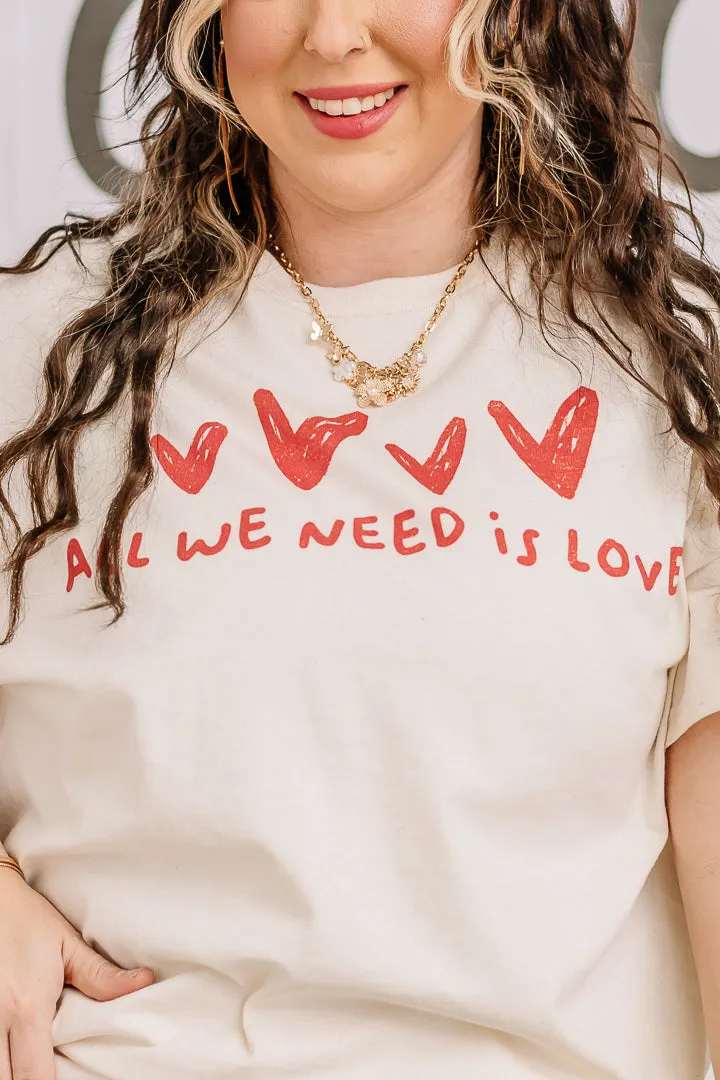 All We Need Is Love Oversized Graphic Tee