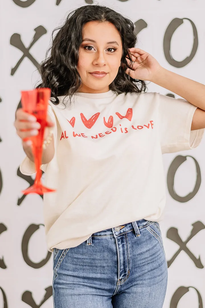 All We Need Is Love Oversized Graphic Tee