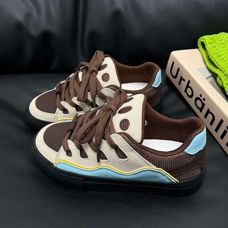 American College Style Contrast Color Bread Shoes Student Skateboard Shoes