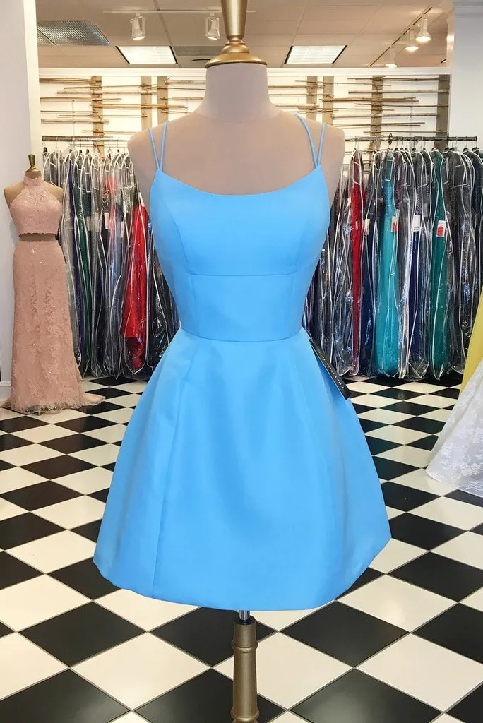 Anneprom Sexy Spaghetti Straps Short Pink Cheap Homecoming Dress With Pockets APH0036