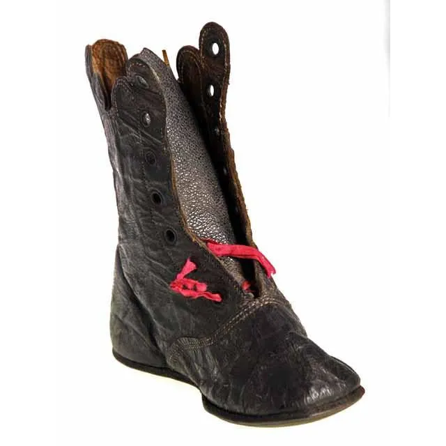 Antique Leather Baby Boot or Dolls Boot ( single) 1840s Hand Made