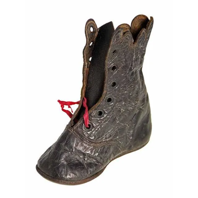 Antique Leather Baby Boot or Dolls Boot ( single) 1840s Hand Made