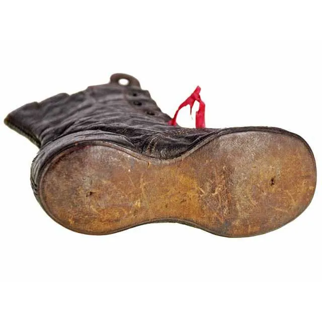 Antique Leather Baby Boot or Dolls Boot ( single) 1840s Hand Made