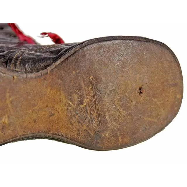 Antique Leather Baby Boot or Dolls Boot ( single) 1840s Hand Made