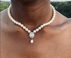 Anya Pearl Drop and Cubic Zirconia Necklace
