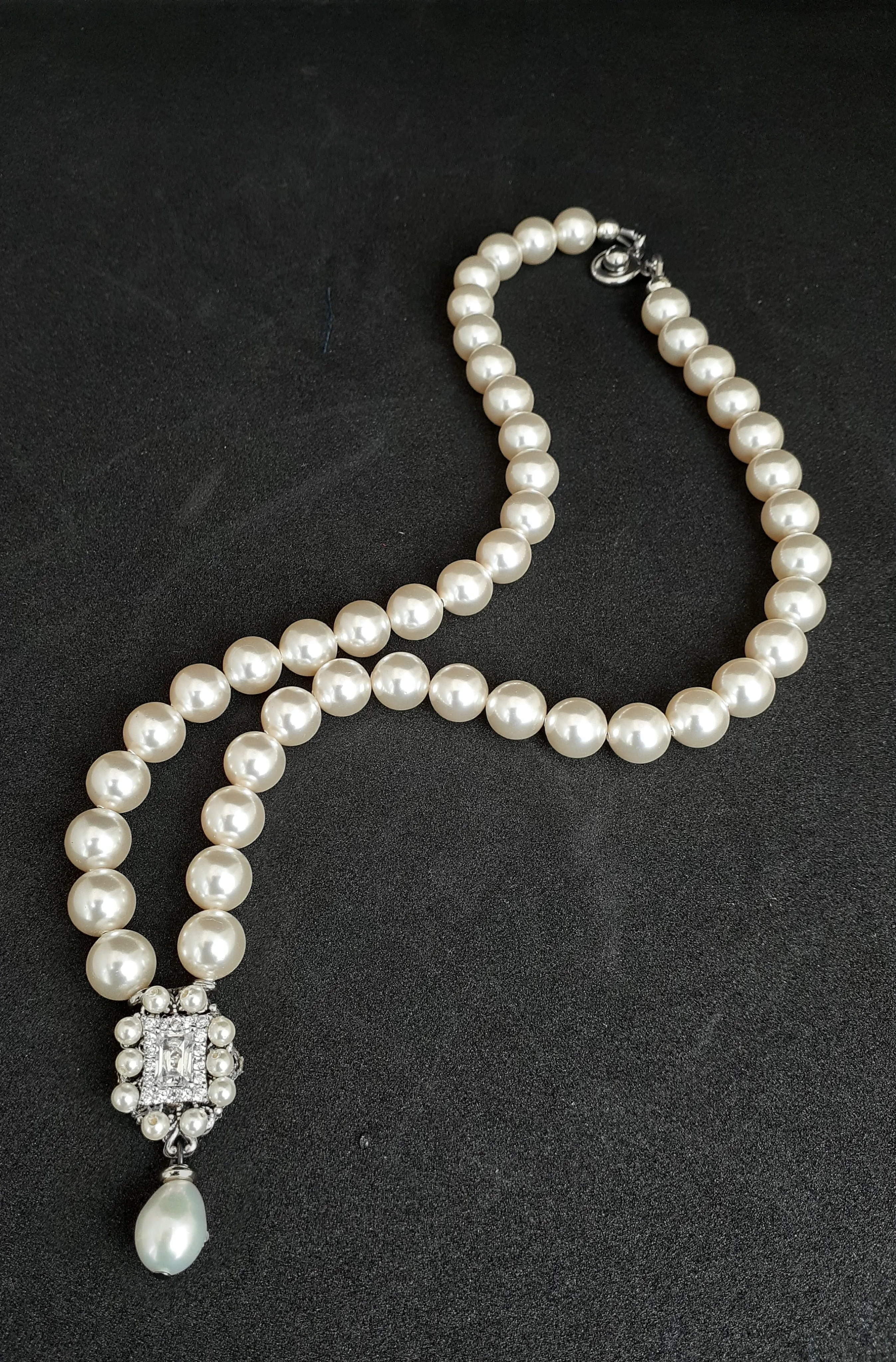 Anya Pearl Drop and Cubic Zirconia Necklace
