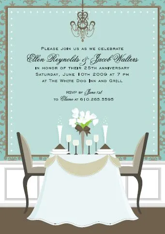 AQUA DINNER TABLE - BLANK STOCK INVITATION