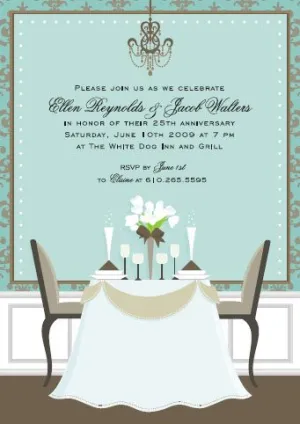 AQUA DINNER TABLE - BLANK STOCK INVITATION
