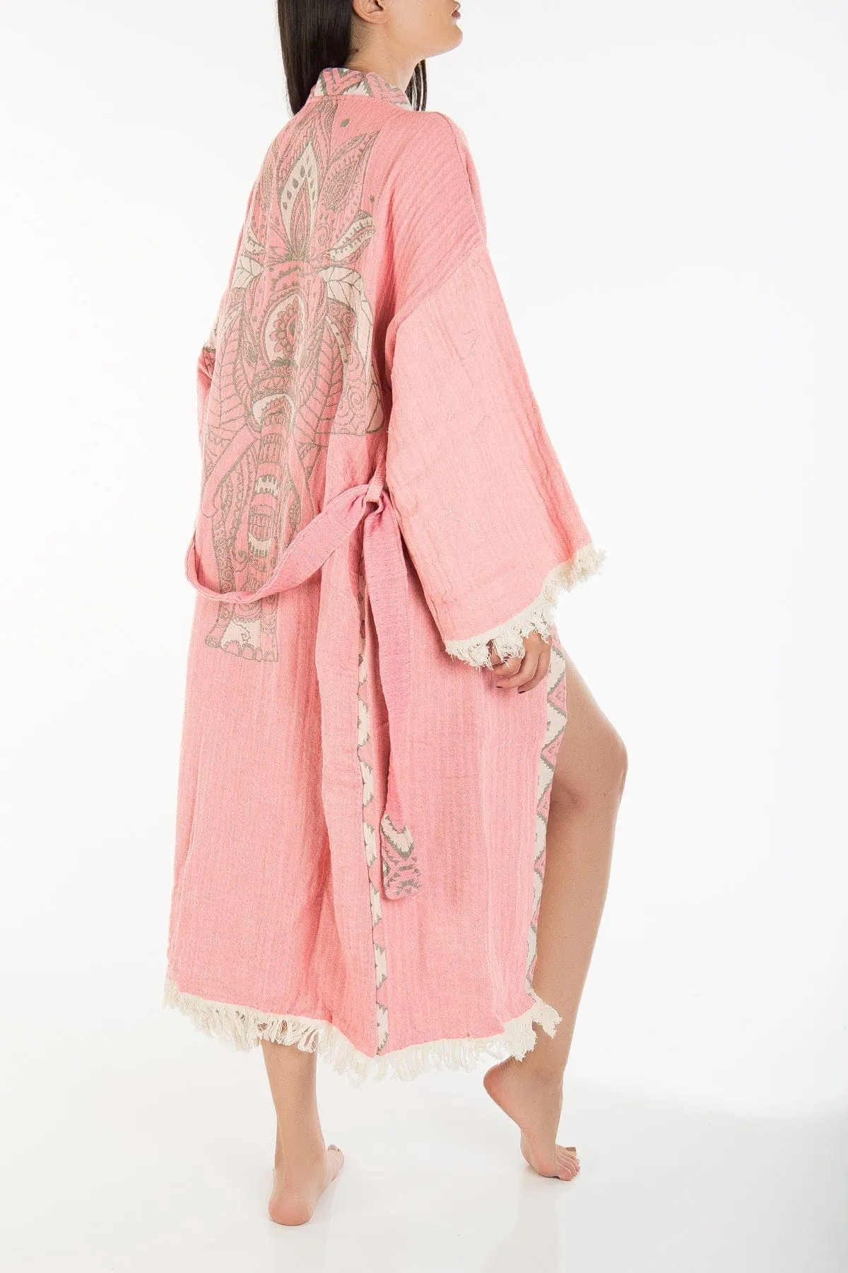 Aria Handmade Cotton Kimono | Pink Elephant