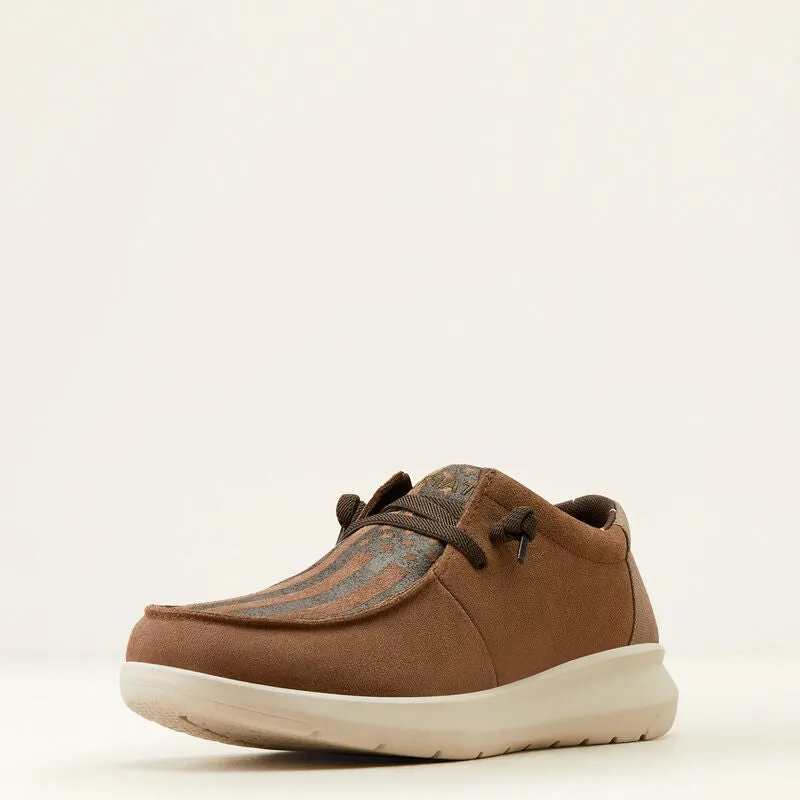 ARIAT HILO BROWN BOMBER SUEDE|AMERICAN FLAG PRINT