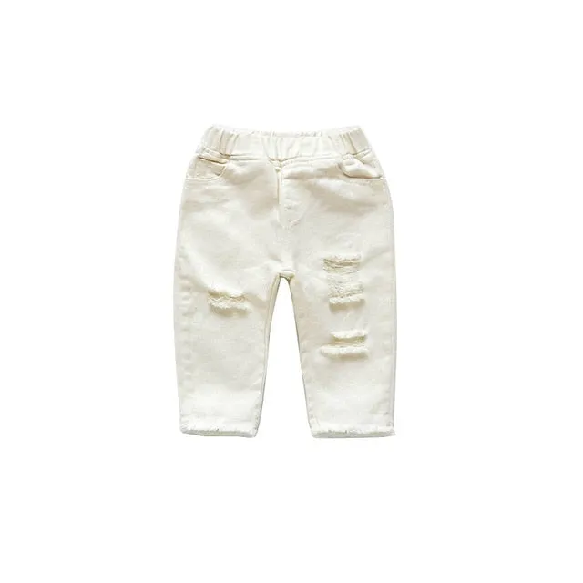 Baby Toddlers Girls Ripped Jeans White Denim