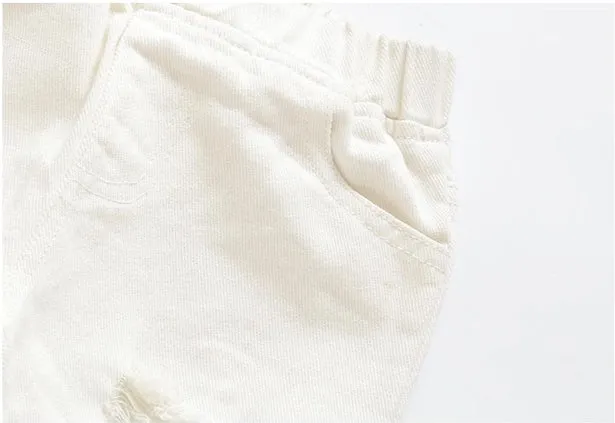 Baby Toddlers Girls Ripped Jeans White Denim