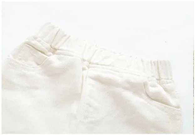 Baby Toddlers Girls Ripped Jeans White Denim