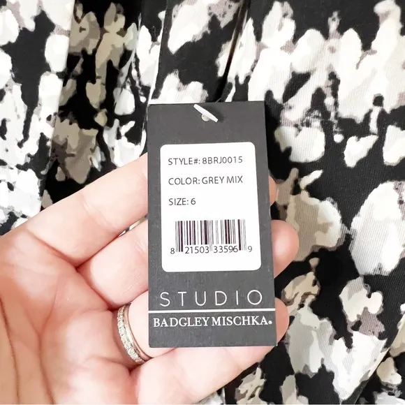 Badgley Mischka Studio Sylvie Stucco Print Notch Collar Stretch Blazer 6 NWT