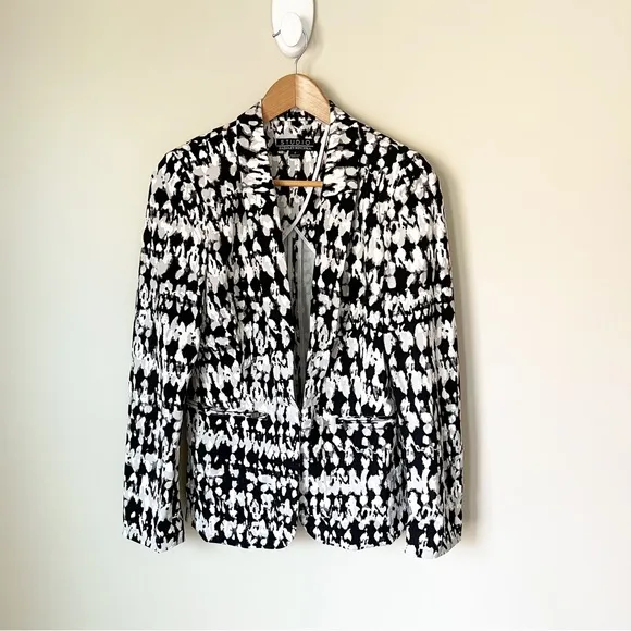 Badgley Mischka Studio Sylvie Stucco Print Notch Collar Stretch Blazer 6 NWT