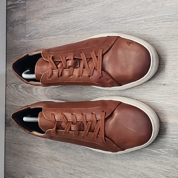 Banana Republic Mens Nicklas Leather Casual Sneaker Cognac Brown Size 10M