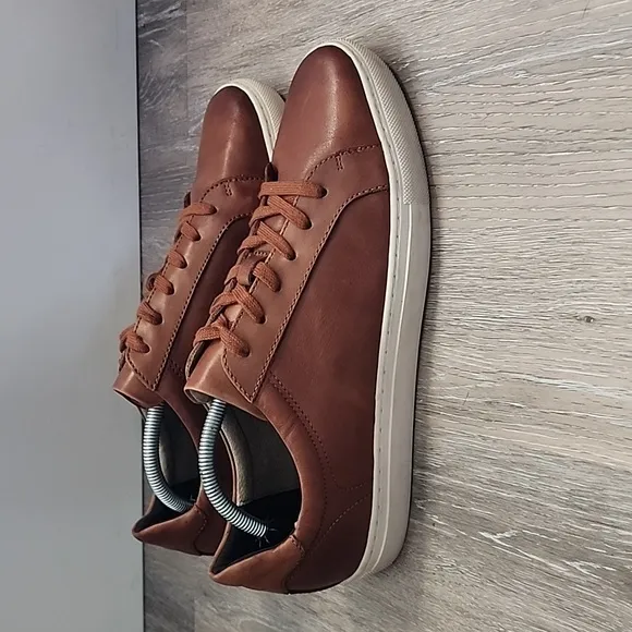 Banana Republic Mens Nicklas Leather Casual Sneaker Cognac Brown Size 10M