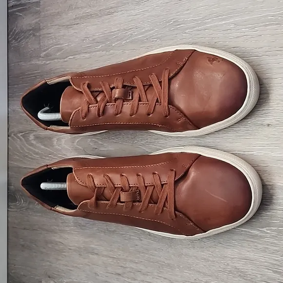 Banana Republic Mens Nicklas Leather Casual Sneaker Cognac Brown Size 10M