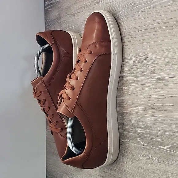 Banana Republic Mens Nicklas Leather Casual Sneaker Cognac Brown Size 10M