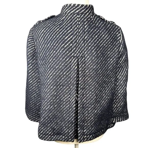 Banana Republic Womens Cape Jacket Small Blue Wool Mohair Alpaca Old Money Crop