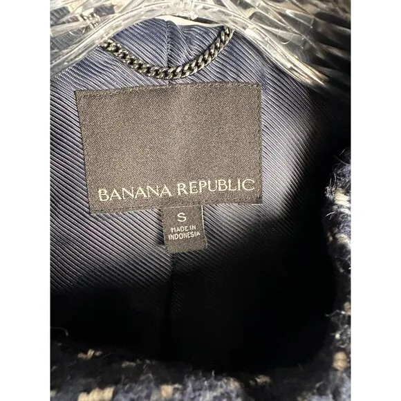 Banana Republic Womens Cape Jacket Small Blue Wool Mohair Alpaca Old Money Crop