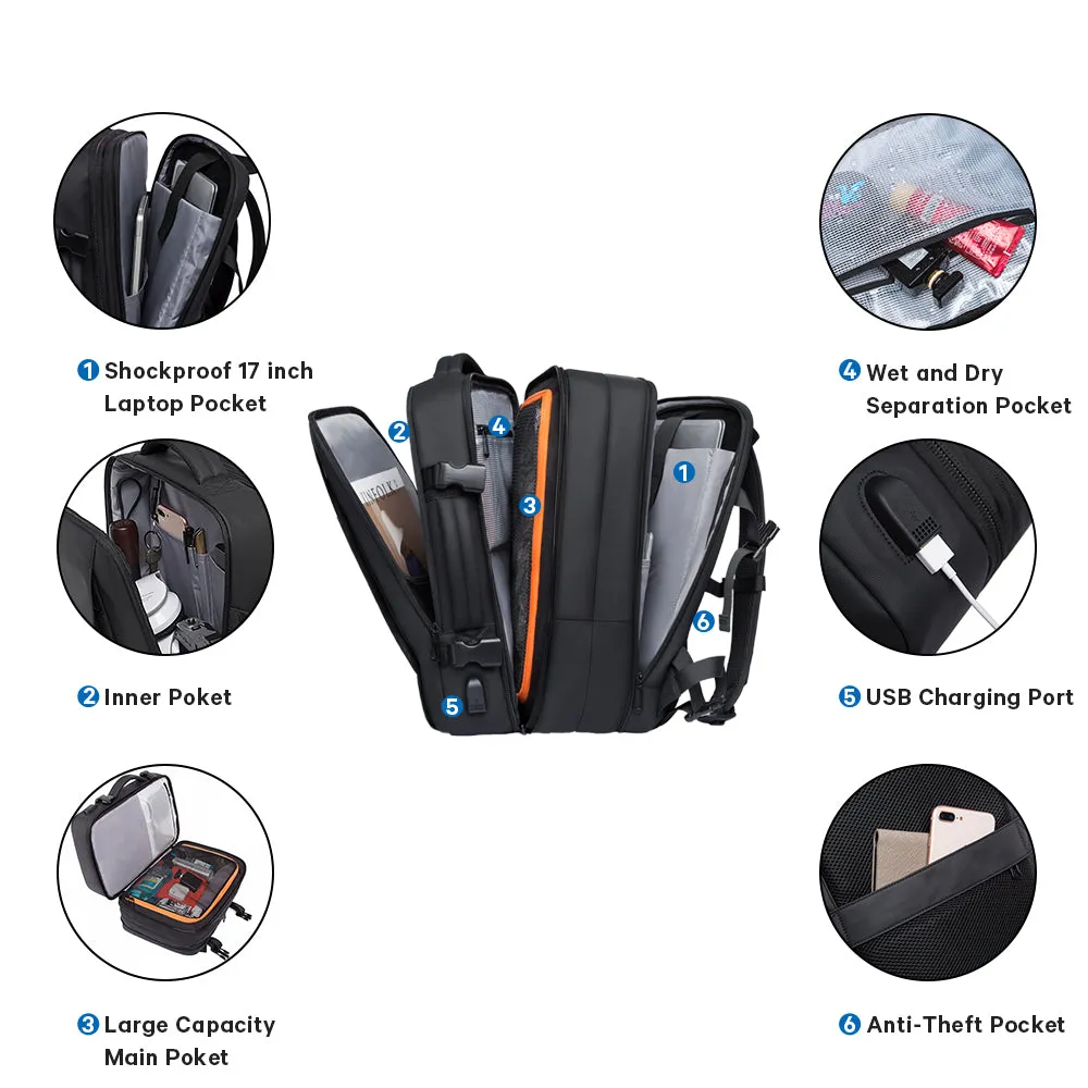 BANGE 35-45L Travel Backpack, Carry On Backpack Durable Convertible Duffle Bag Fit for 17.3 Inch Laptop for Men and Women