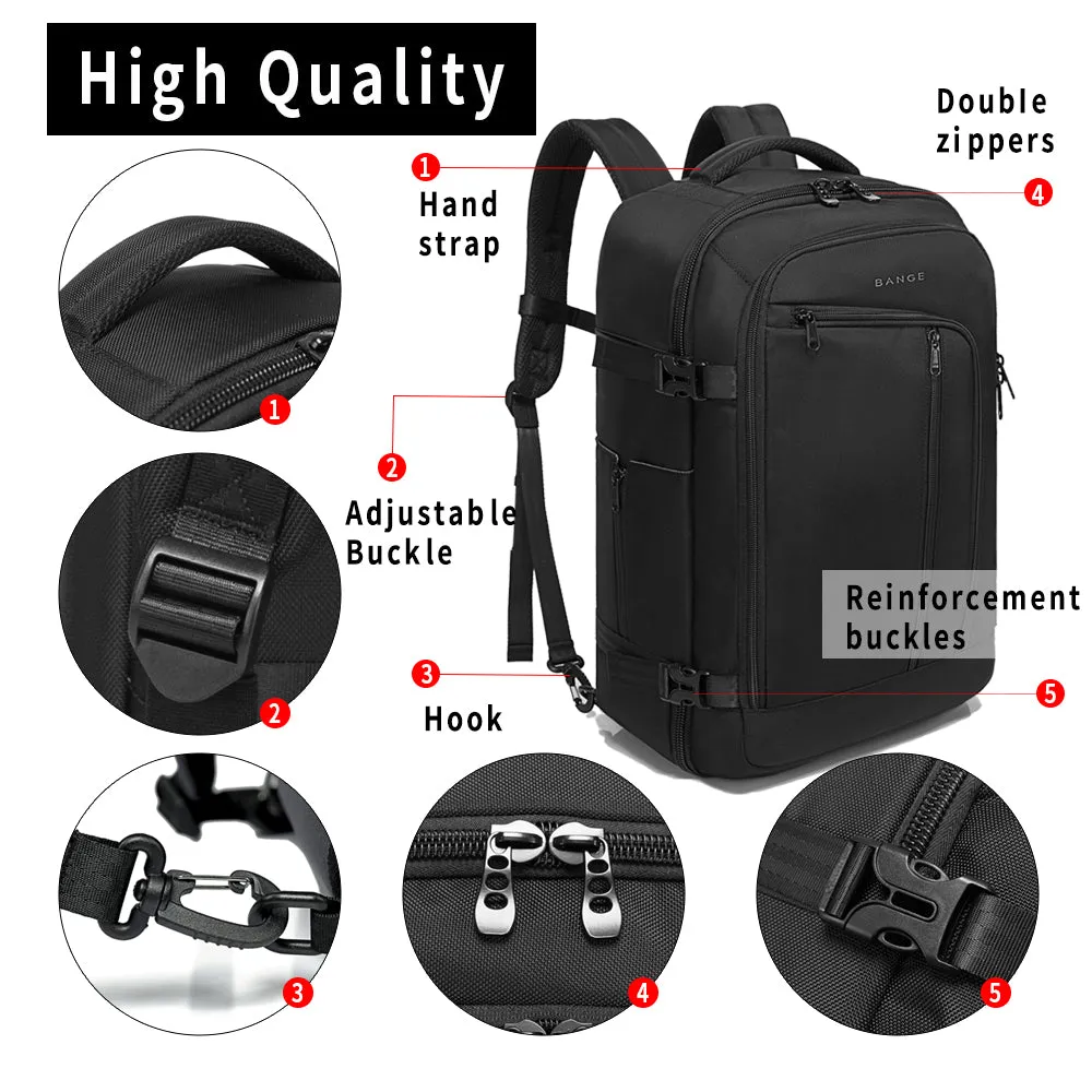 BANGE Travel Overnight Backpack,40-Liter FAA Flight Approved Weekender Bag(Backpack With 3 Cubes)