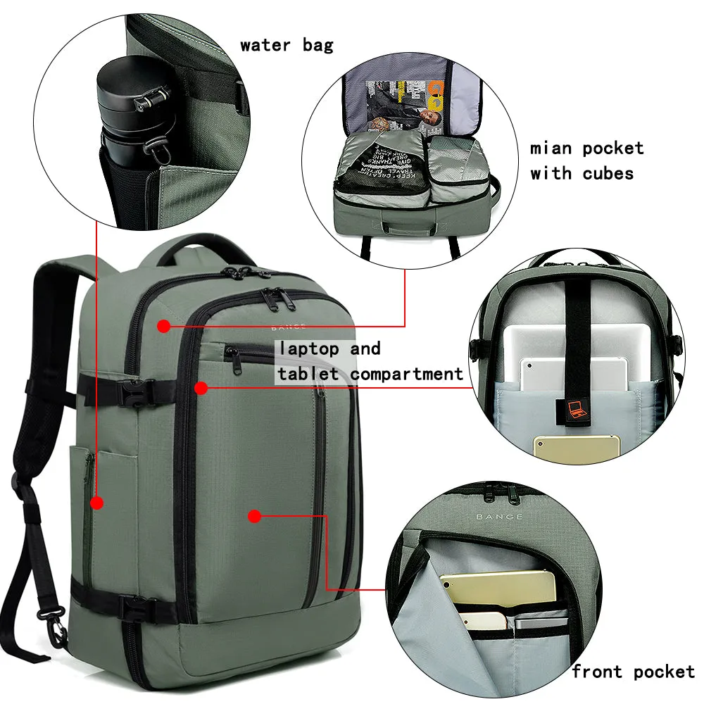 BANGE Travel Overnight Backpack,40-Liter FAA Flight Approved Weekender Bag(Backpack With 3 Cubes)