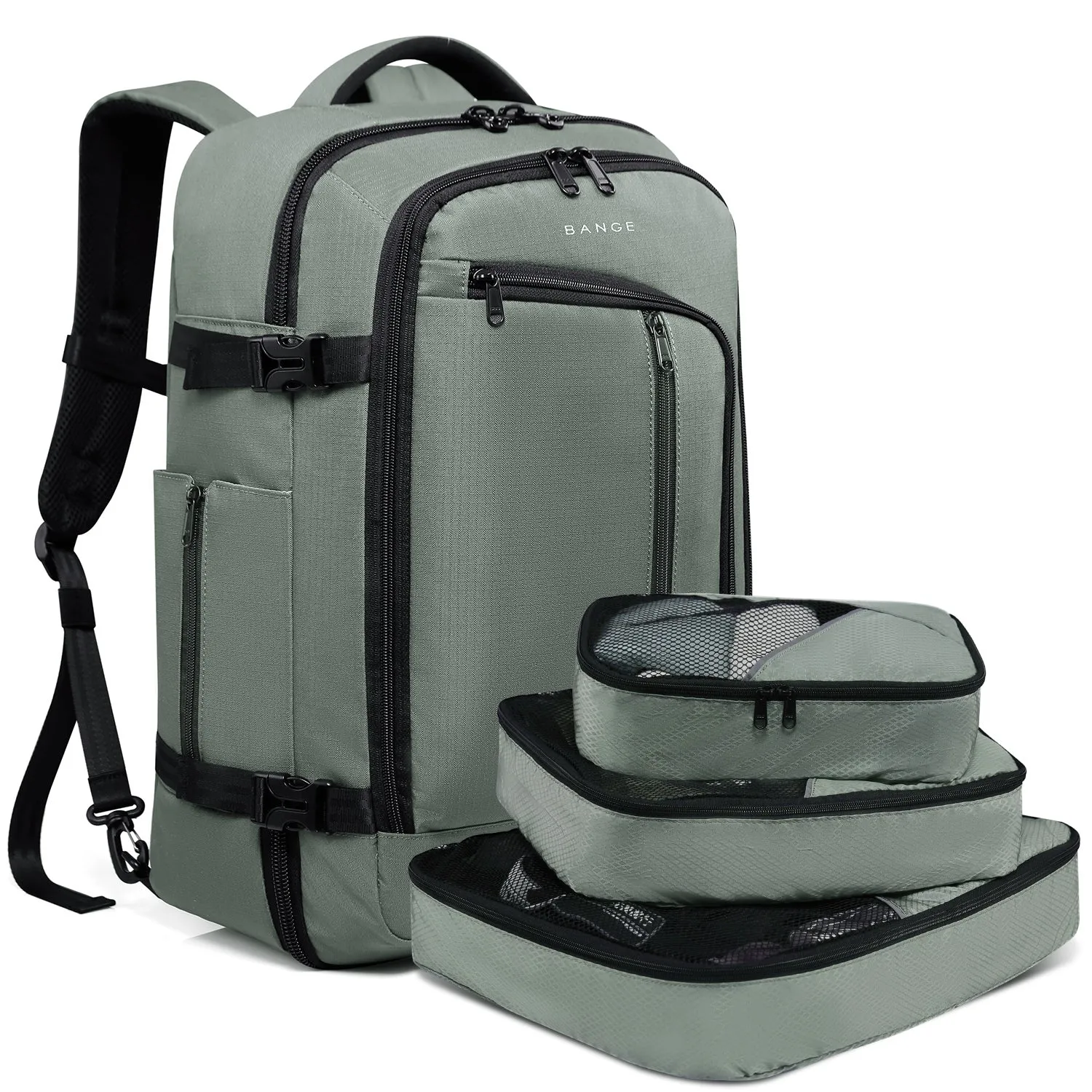 BANGE Travel Overnight Backpack,40-Liter FAA Flight Approved Weekender Bag(Backpack With 3 Cubes)