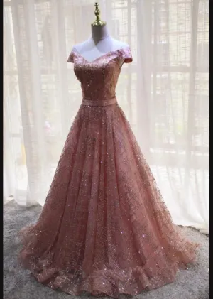 Beautiful Handmade Off Shoulder Sequins Long Formal Dress, Party Dress
