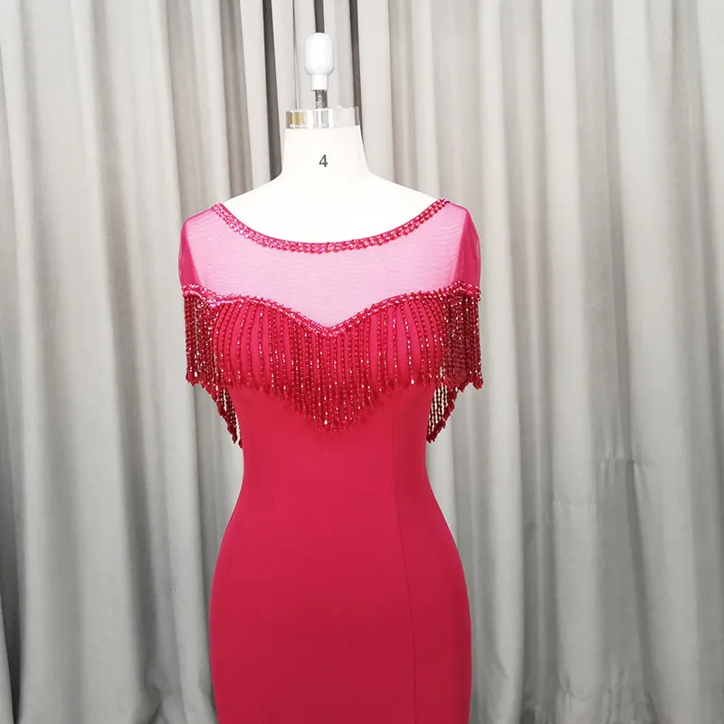 Beautiful Mermaid Red Handmade Party Dress, Red Evening Gown