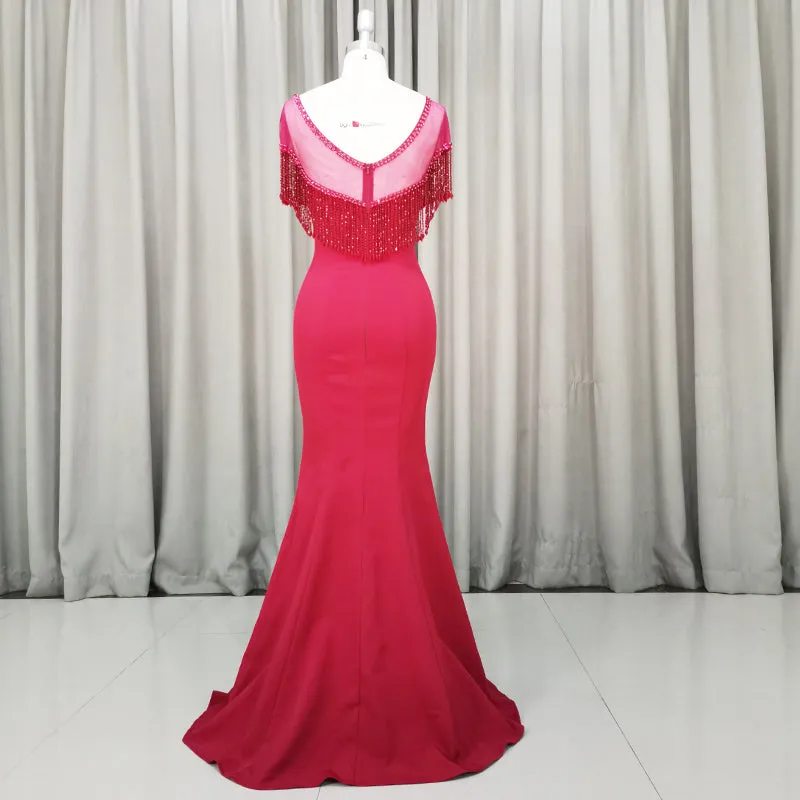 Beautiful Mermaid Red Handmade Party Dress, Red Evening Gown