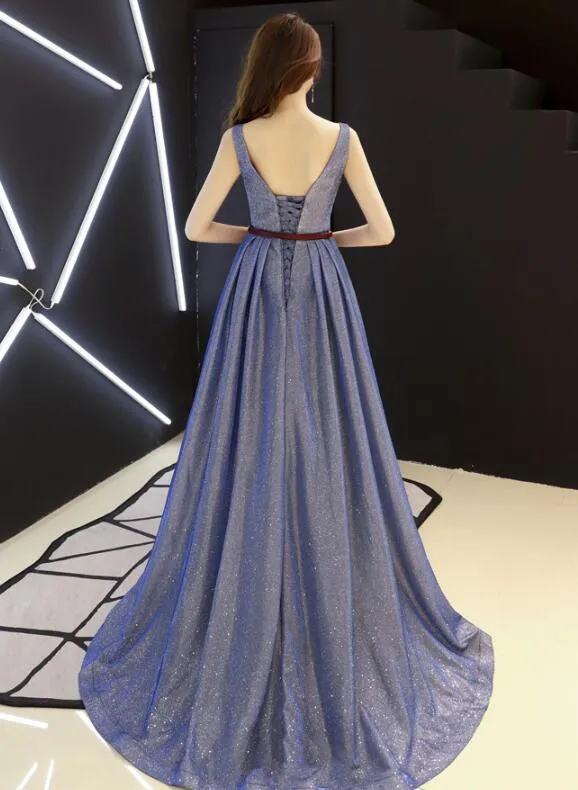 Beautiful Navy Blue Round Neckline Charming Wedding Party Dress, Lovely Formal Dress