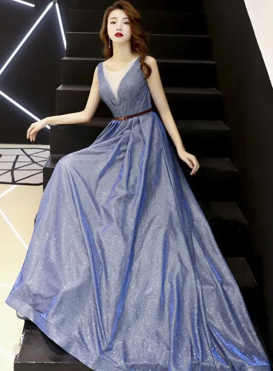 Beautiful Navy Blue Round Neckline Charming Wedding Party Dress, Lovely Formal Dress
