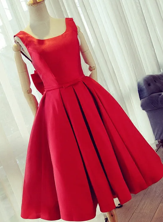 Beautiful Satin Red Party Dress, Short Homecoming Formal Dress, Prom Dresses