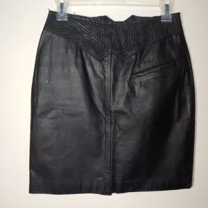 Bermans 100% Leather Mini Pencil Skirt Size 8 Black