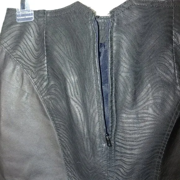 Bermans 100% Leather Mini Pencil Skirt Size 8 Black