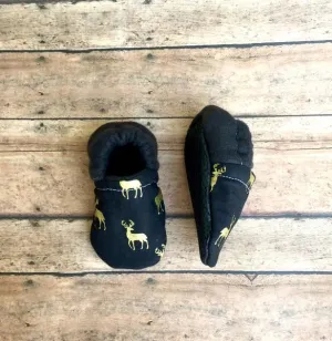 Black & Gold Buck Moccasins